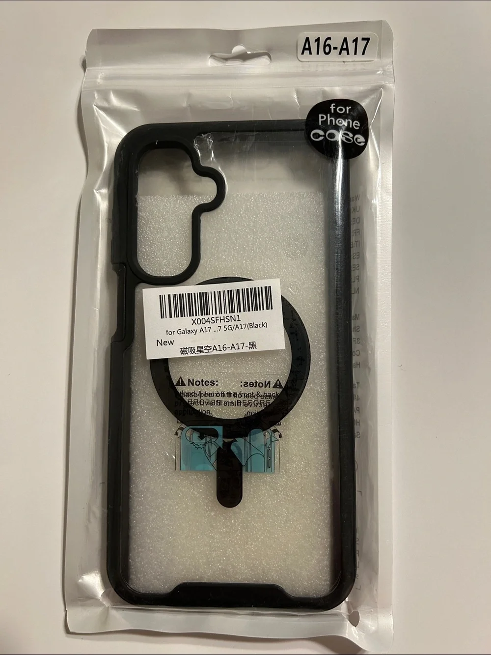 Samsung Magnetic Clear Shockproof Case with Black Trim for Galaxy A17/A16